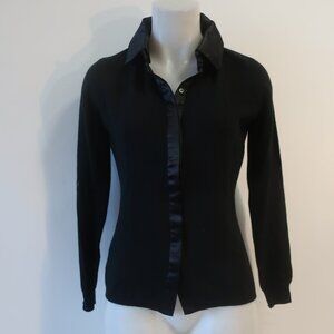 NWT Womens Richard Grand 100% Cashmere Black Button Down Cardigan Sweater L